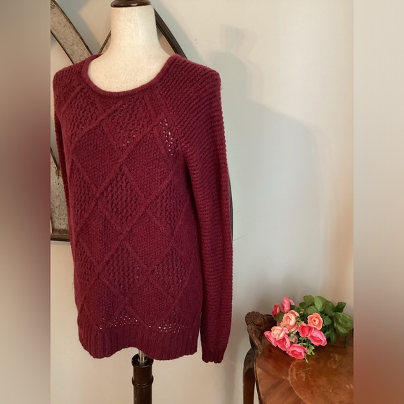 AMERICAN EAGLE Wine Cotton Wool Blend Knit Tunic Roomy Sweater - Picture 4 of 11